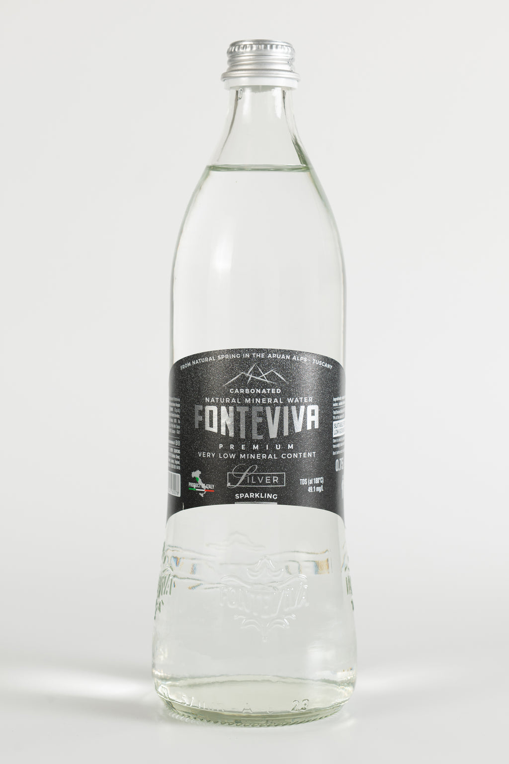 Fonteviva Silver – Sparkling Water (750ml Glass, Case of 6)