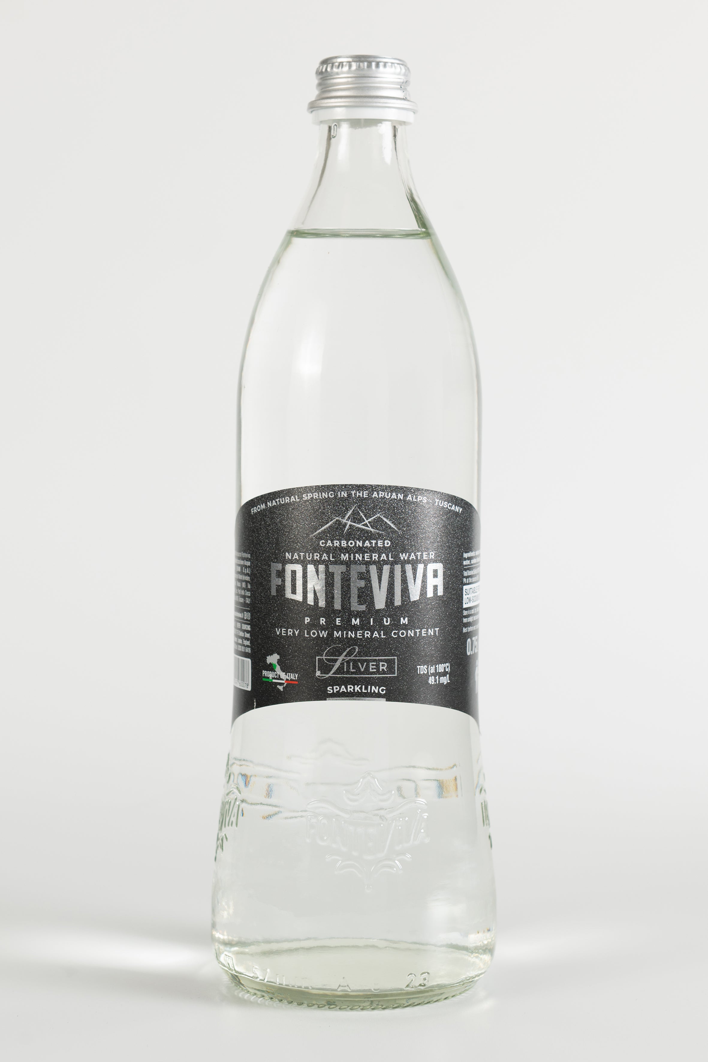 Fonteviva Silver – Sparkling Water (750ml Glass, Case of 6)